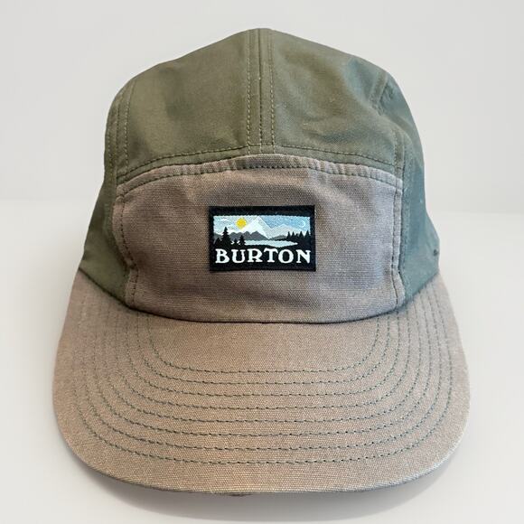 Burton Mens Gray Green Colorblock 5 Panel Snowboard Ski Adjustable Strapback Hat - Picture 1 of 9